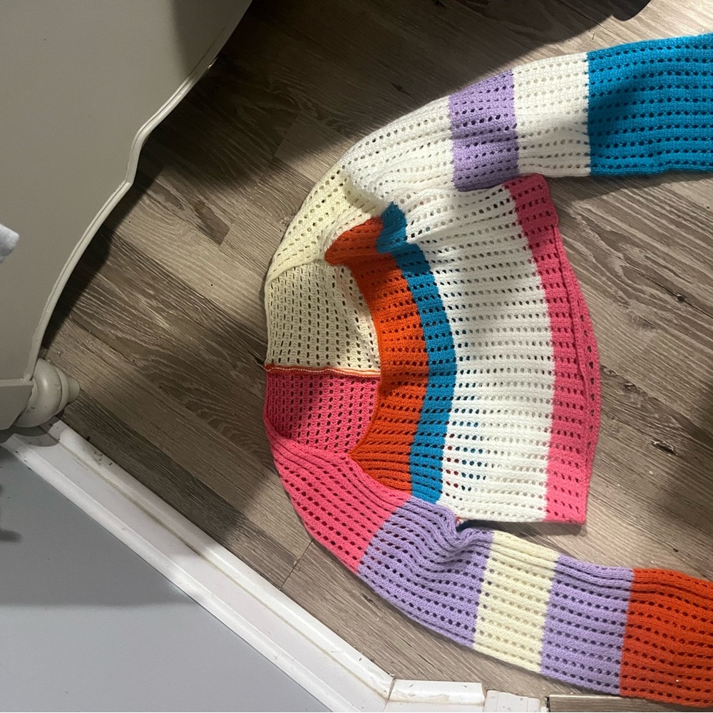 Colorful Striped Women's crochet sweater/ coverup